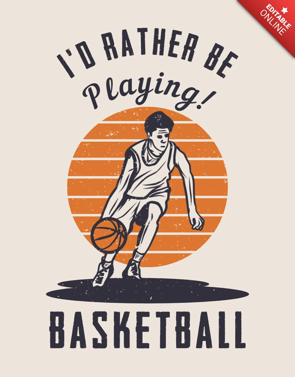 Modello di design t-shirt vintage da basket che dribbla uomo
