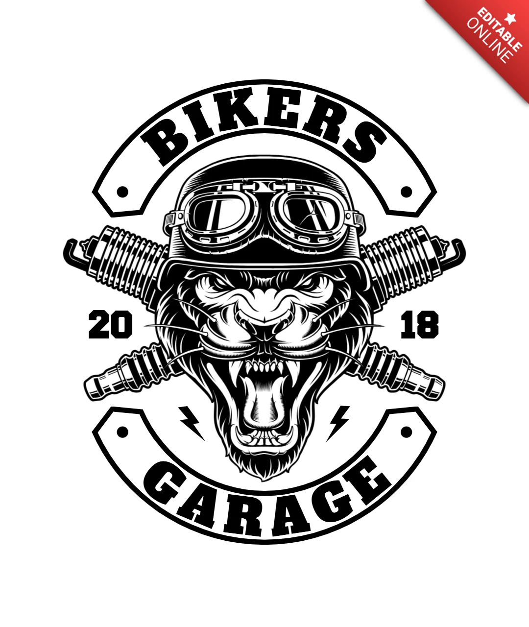 Panther Biker With Spark Plugs T-Shirt Design Template
