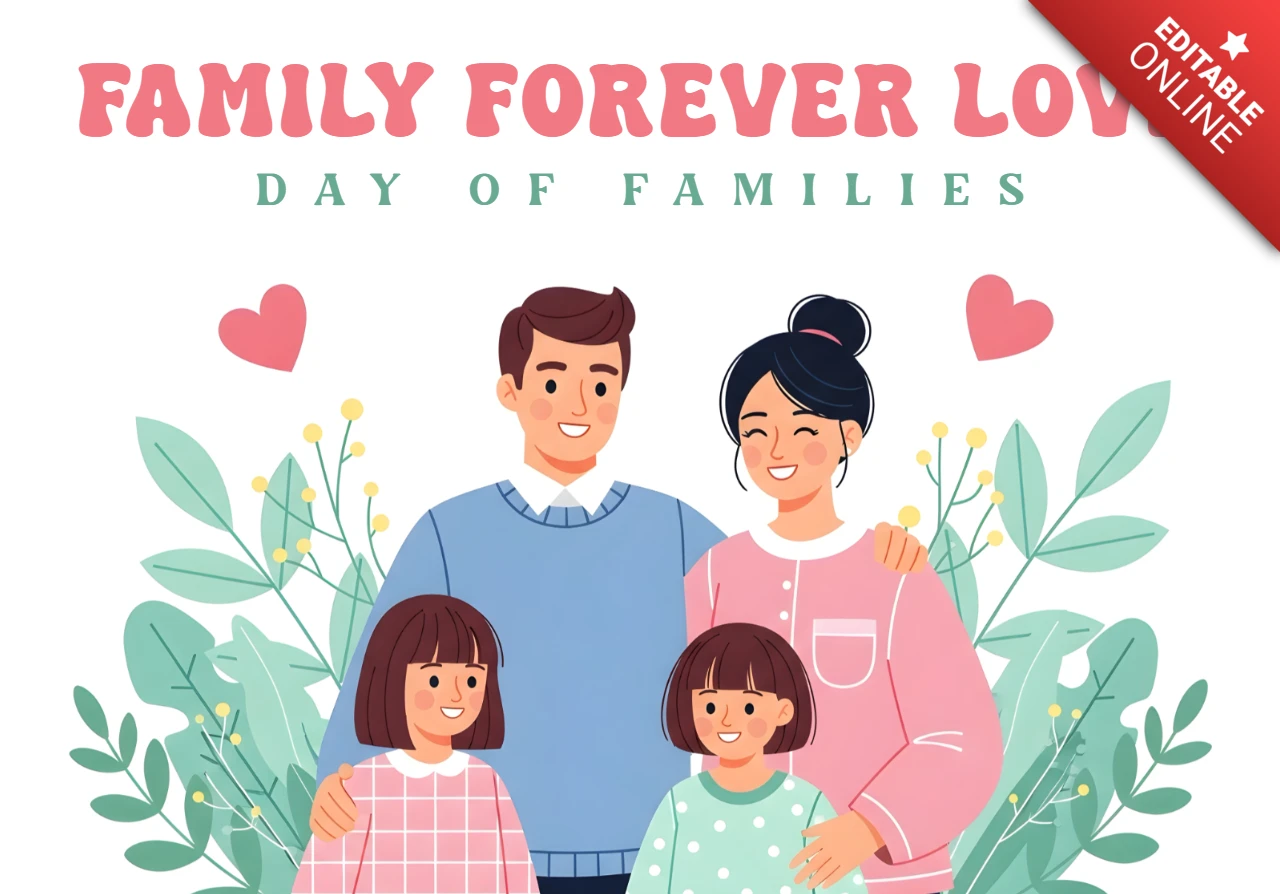 Aile sevgisi tasarım şablonu aile günü tebrik kartı için