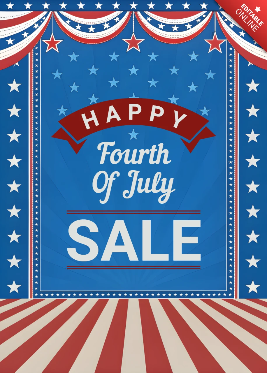 Patriotic Fourth of July Sale Display Template with Flat Design
