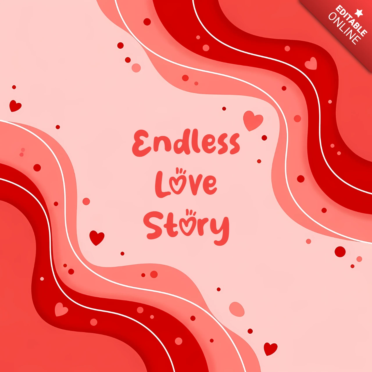 Template di design a cuore romantico per biglietti d'auguri di storie d'amore