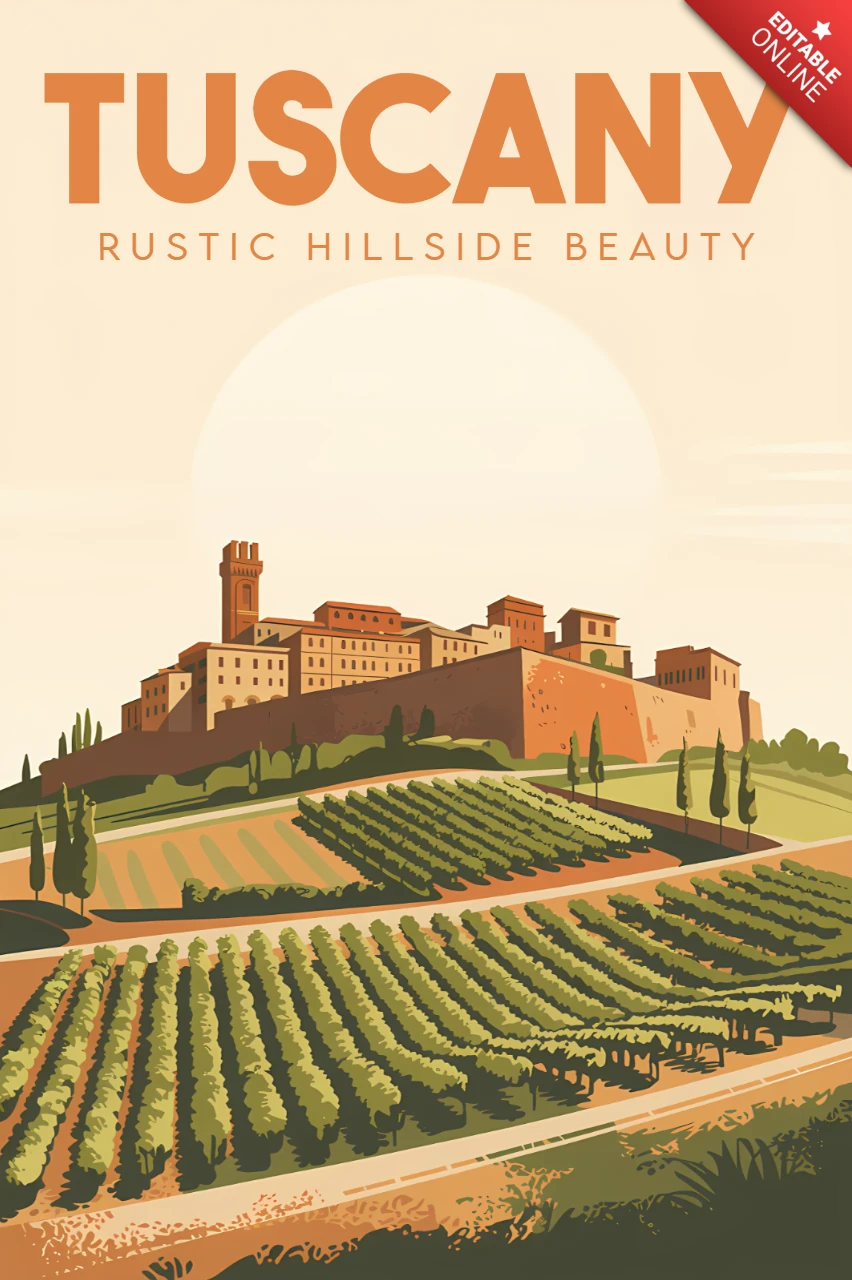 Tuscany Rustic Hillside Design Template for Travel Posters