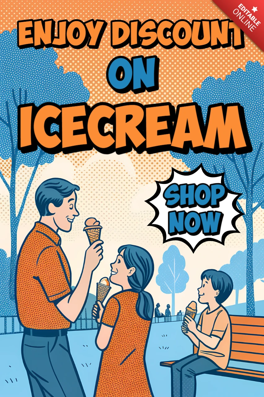 Template di sconto per gelato retro per volantini promozionali