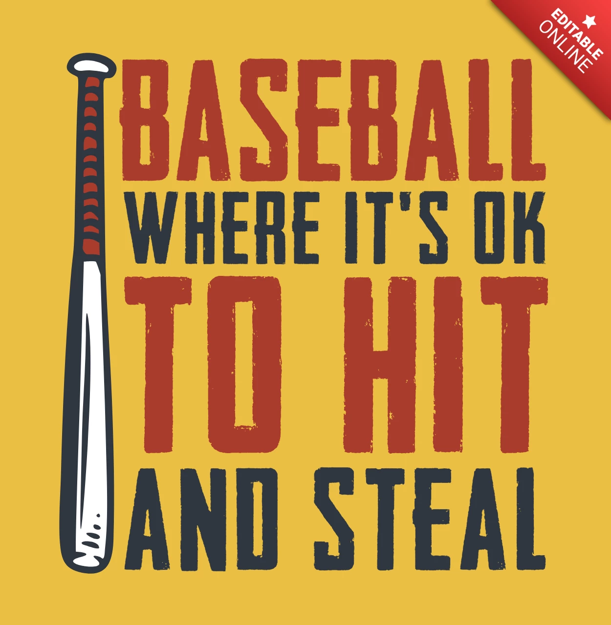 Baseball Slogan Vintage T-shirt Design Template