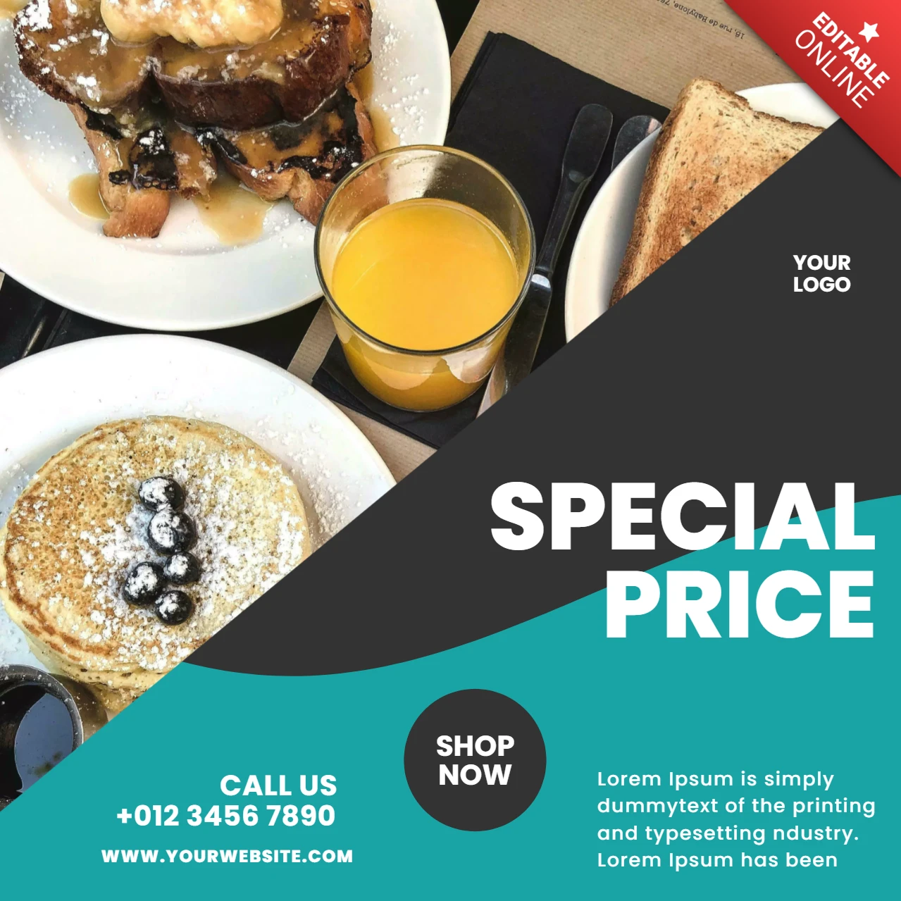 Striking Visual Restaurant Ad Instagram Post Design Template