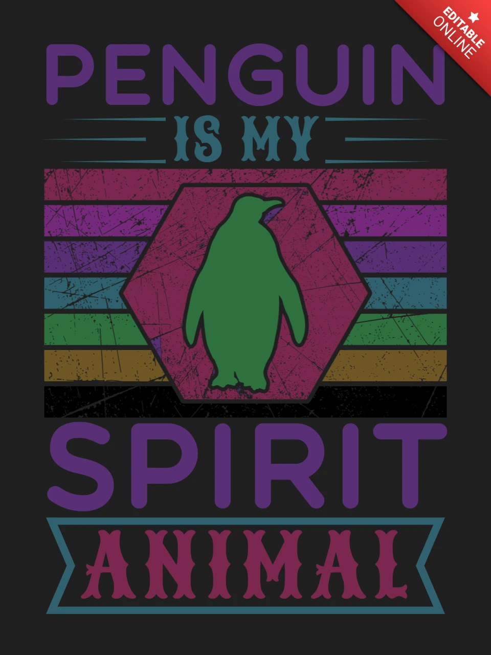 Retro Penguin Spirit Animal Design Template