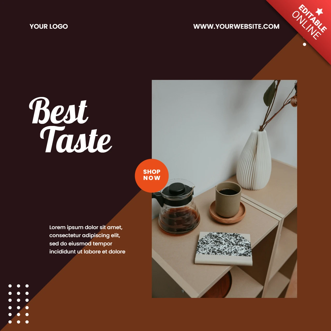 Bester geschmack kaffee instagram post design vorlage
