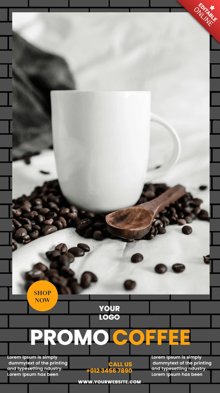 Modelo de design de postagem de história promocional do Instagram para cafeteria