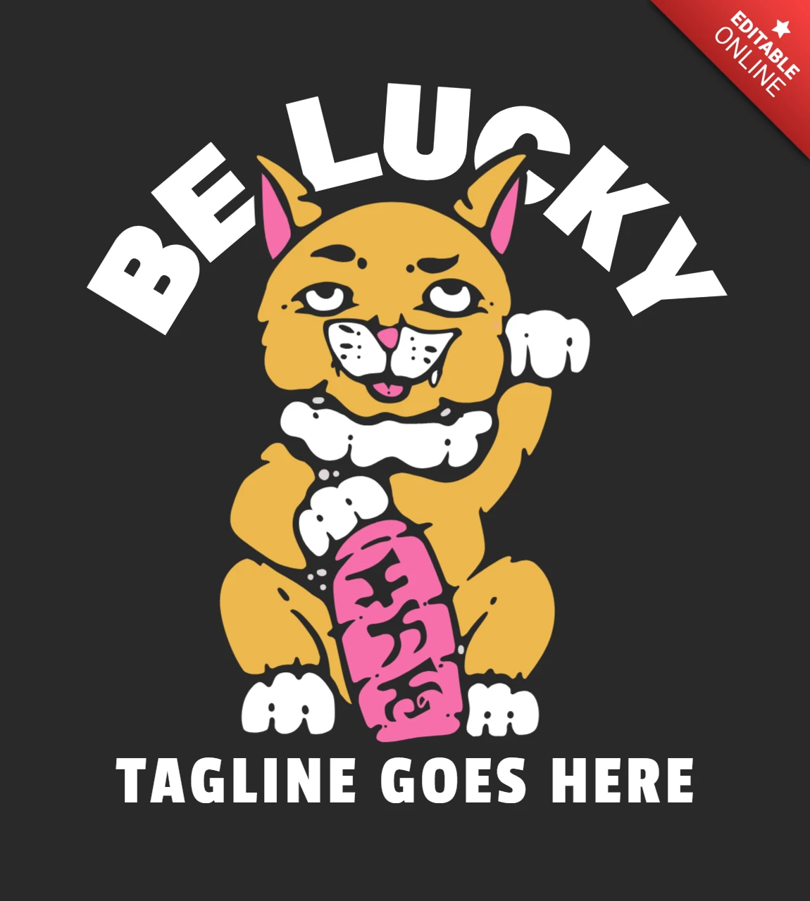 Soyez chanceux modèle de conception de t-shirt chat maneki neko