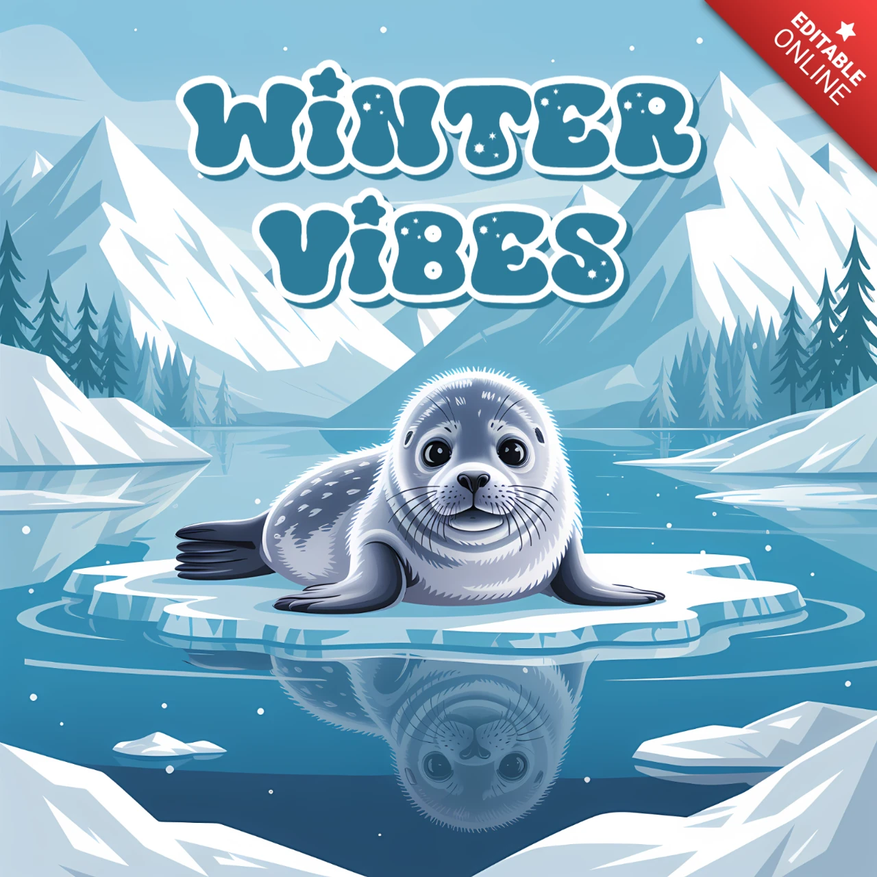 Winter Vibes Seal Design Template for Greeting Cards