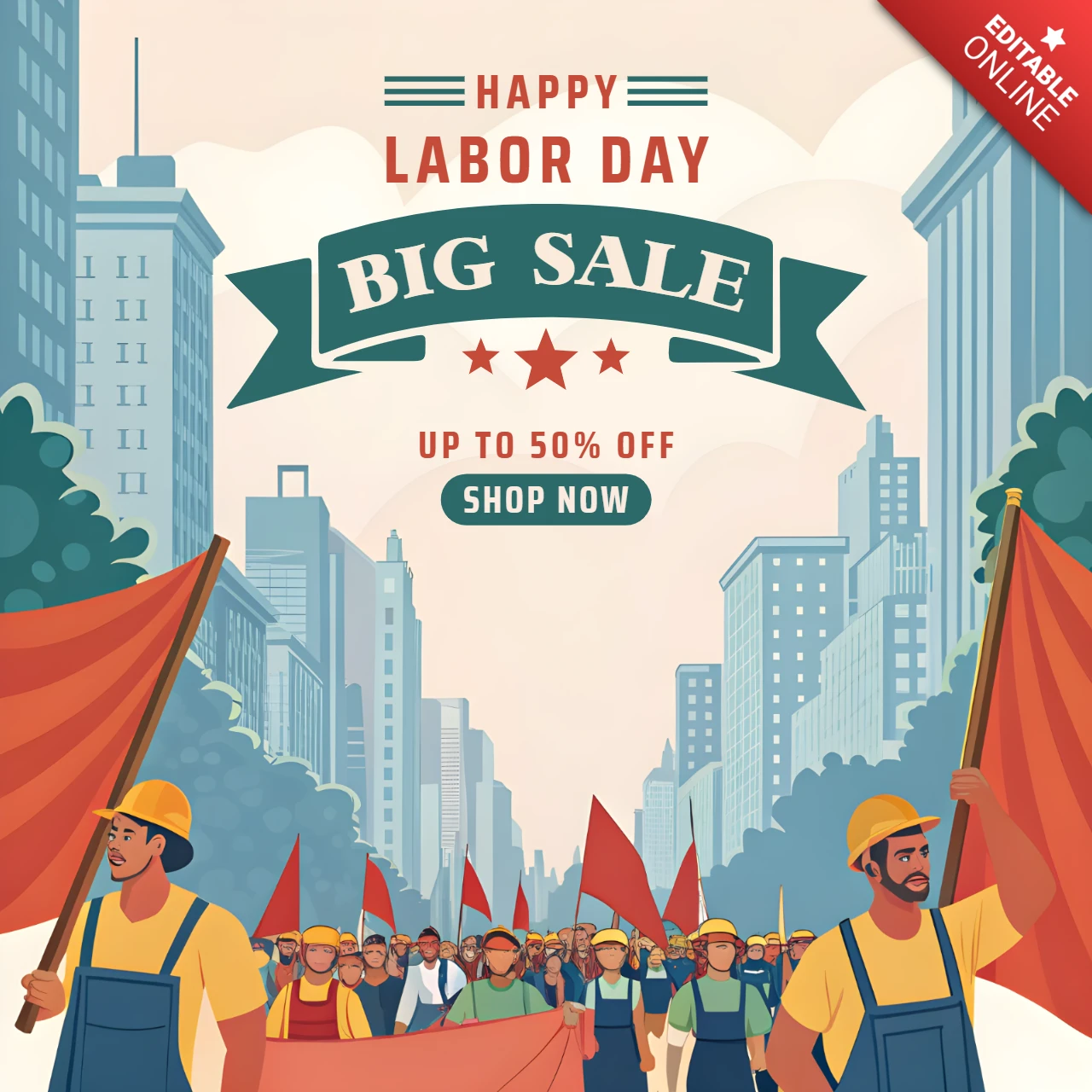 Labor Day Sale Design Template - Vintage Style Promotional Artwork