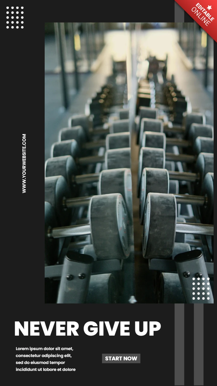 Never Give Up Fitness Center Instagram Story Post Design Template