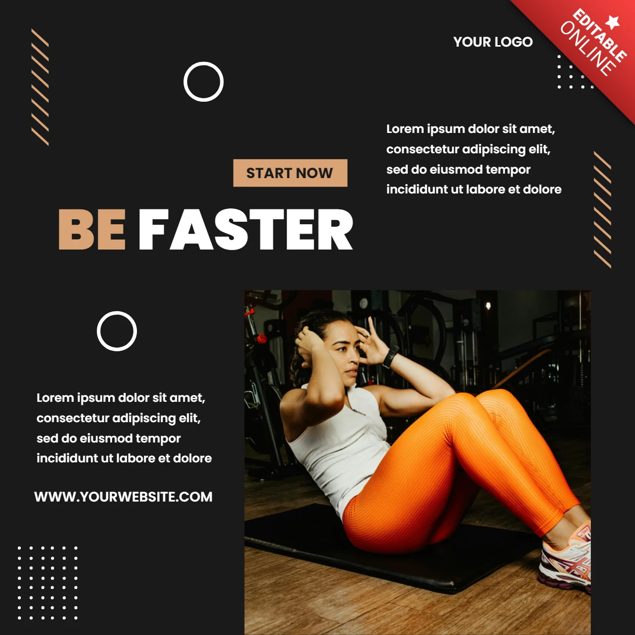 Schneller sein Fitness Werbe-Instagram Story Design Vorlage