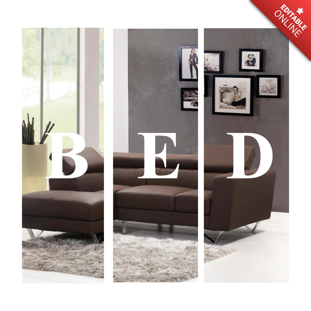Minimalistische elegante schlafzimmer social media post design Vorlage