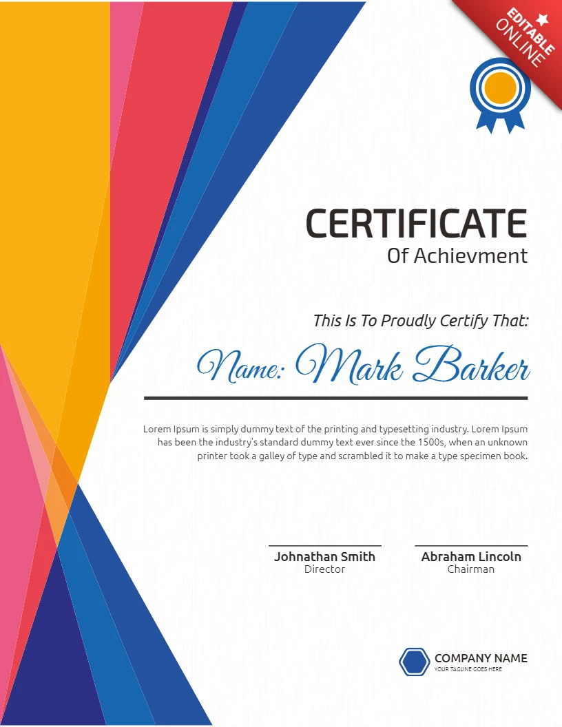Modèle moderne de certificat d'entreprise