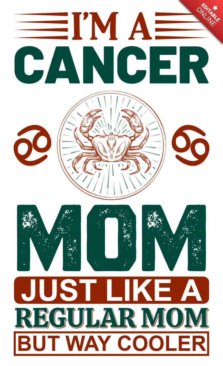 Ontwerpsjabloon voor kankermama: leuke dierenriemgrafiek voor aangepaste t-shirts