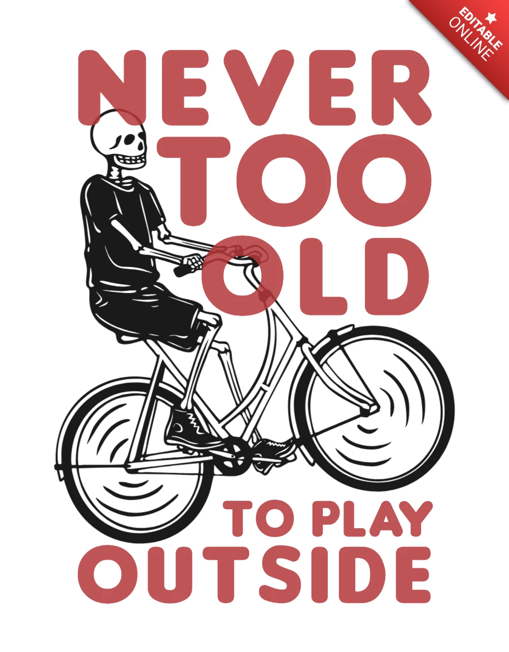 Skeleton Riding Bicycle Vintage T-Shirt Design Template