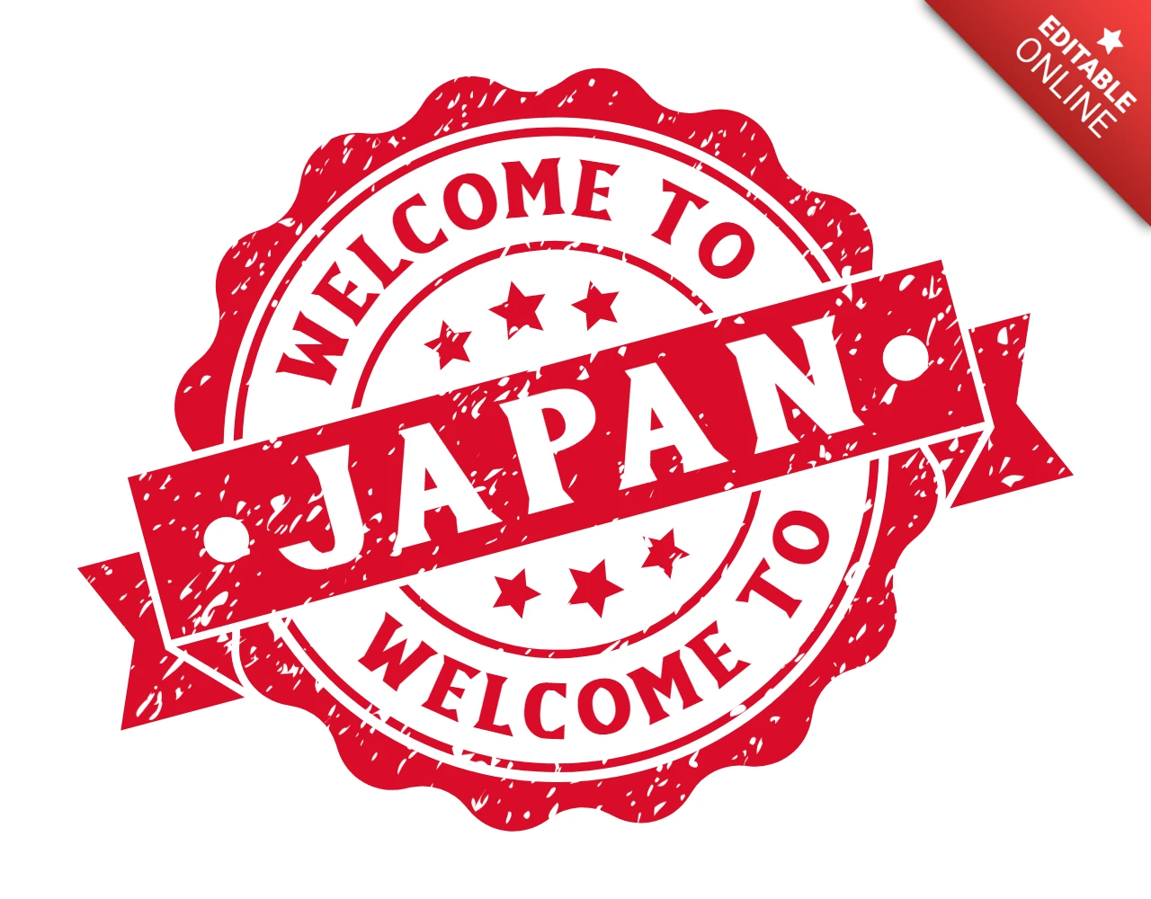 Modèle de logo pour le timbre "Welcome to japan" (Bienvenue au Japon)