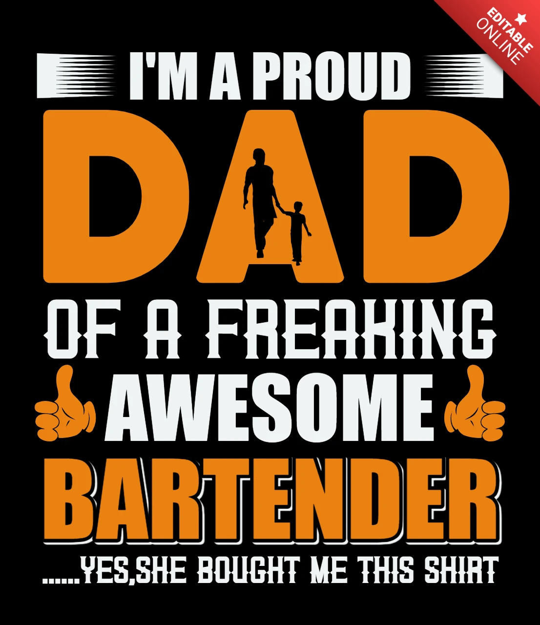Proud Dad Bartender T-Shirt Design Template - Bold and Fun Graphic Style