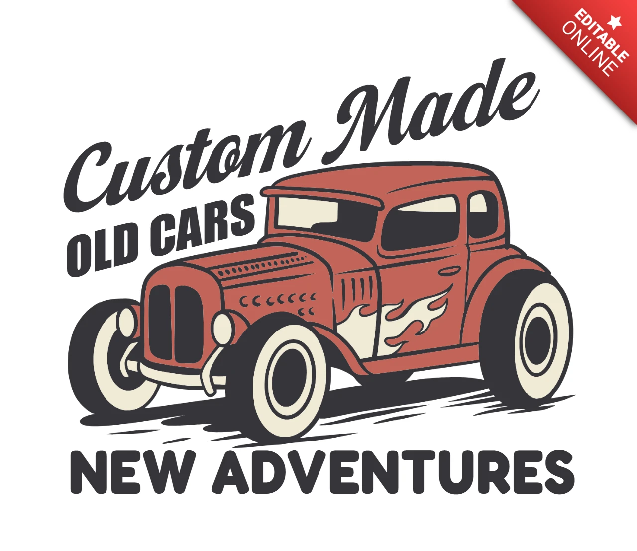 Template de design de aventura com carro vintage para gráficos personalizados
