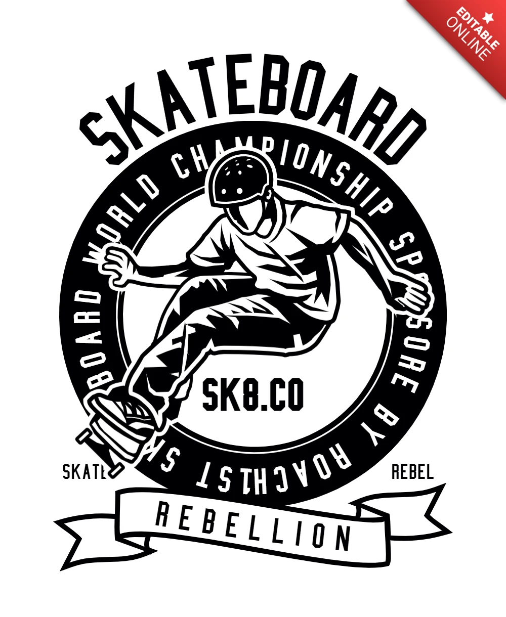 Modelo de design de camiseta da rebelião do skate