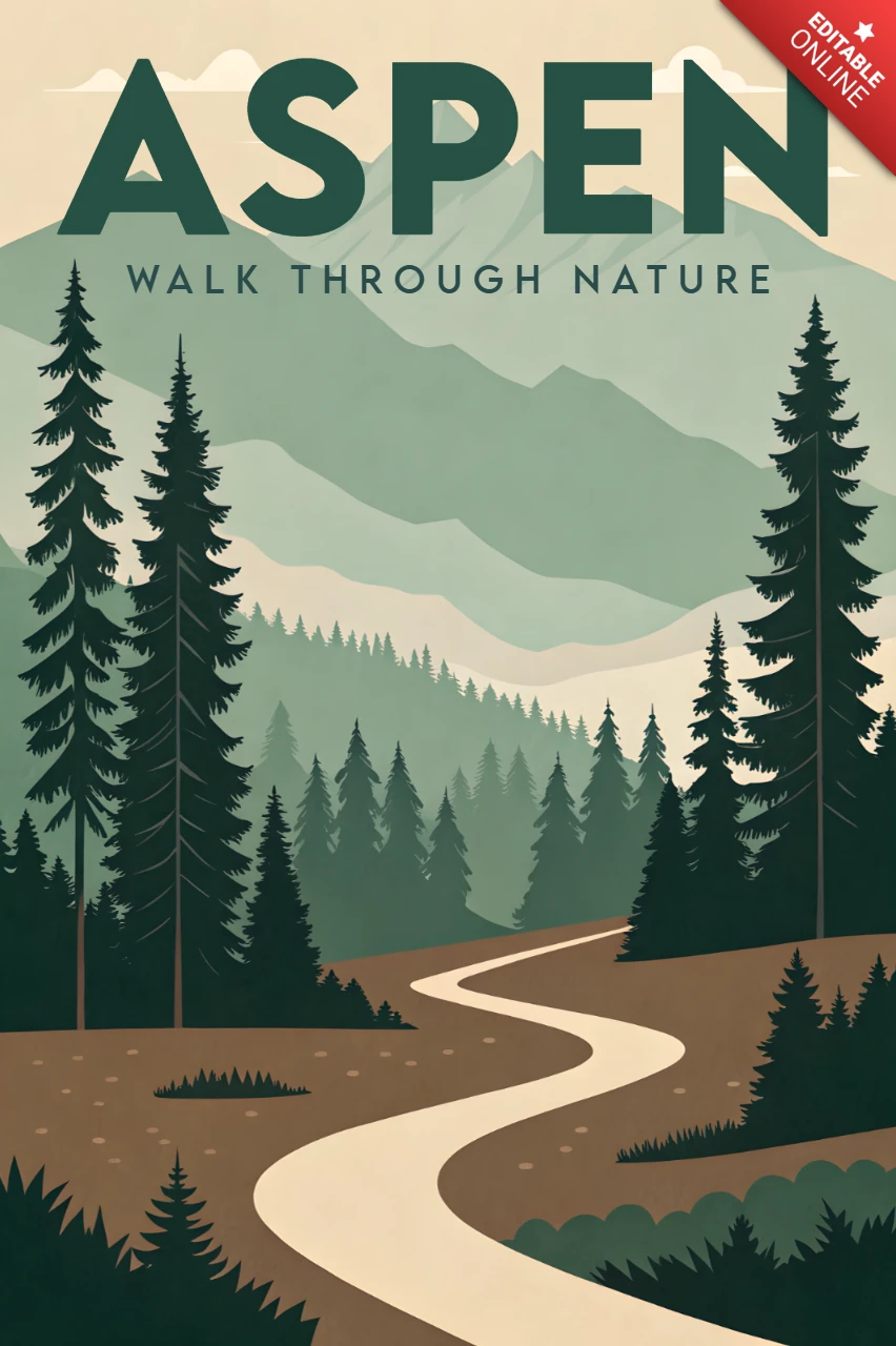 Naturwanderung im Aspen-Design-Template mit vintage Berglandschaft für Poster