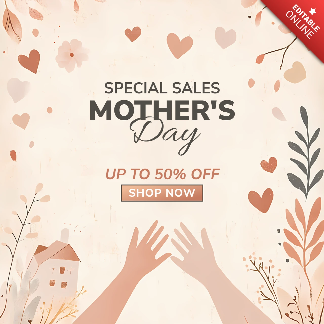 Plantilla de diseño de venta floral para el día de la madre - editable y con estilo