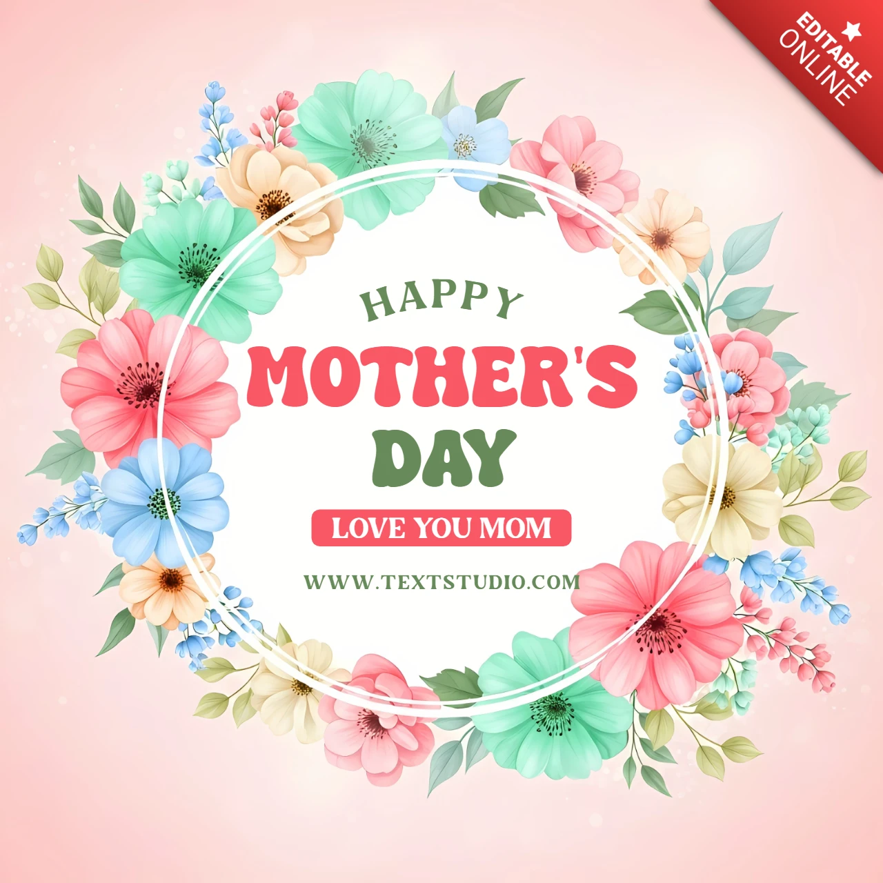 Pastel Watercolor Floral Mother’s Day Greeting Card Template
