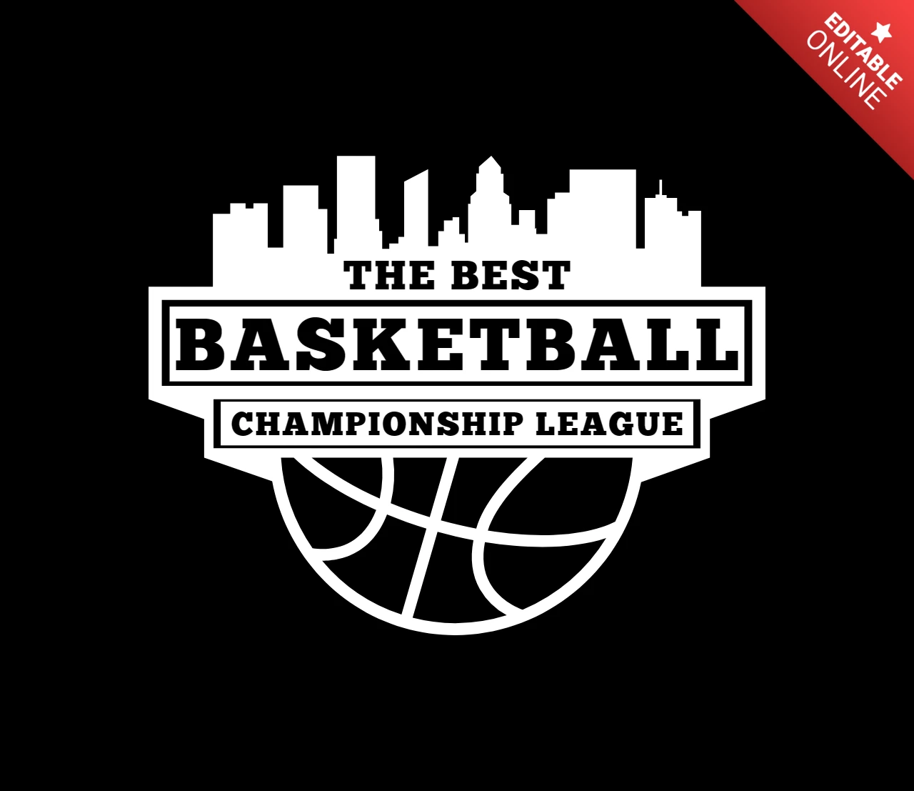 Basketball Tournament Championship Sports Logo Design Template