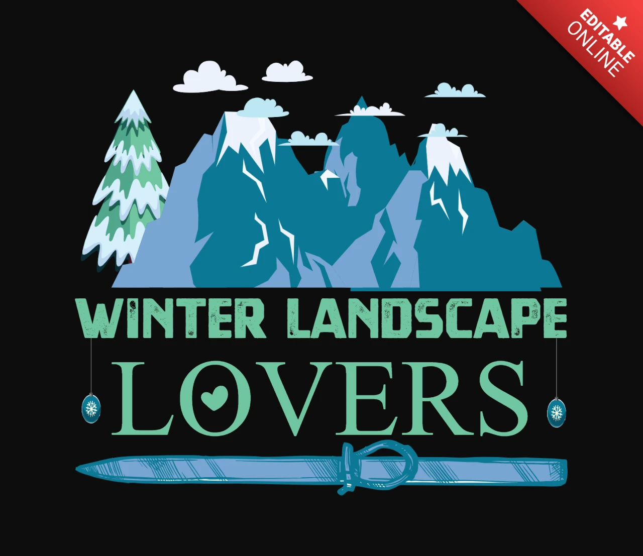 Winter Landscape Lovers T-Shirt Design Template