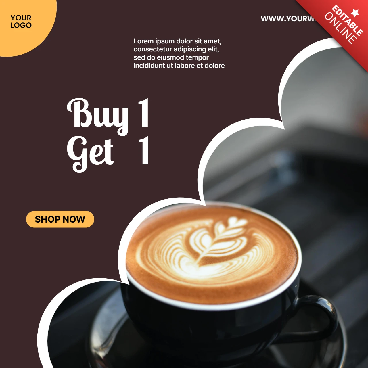 Buy 1 Get 1 Coffee Sale Instagram Post Design Template