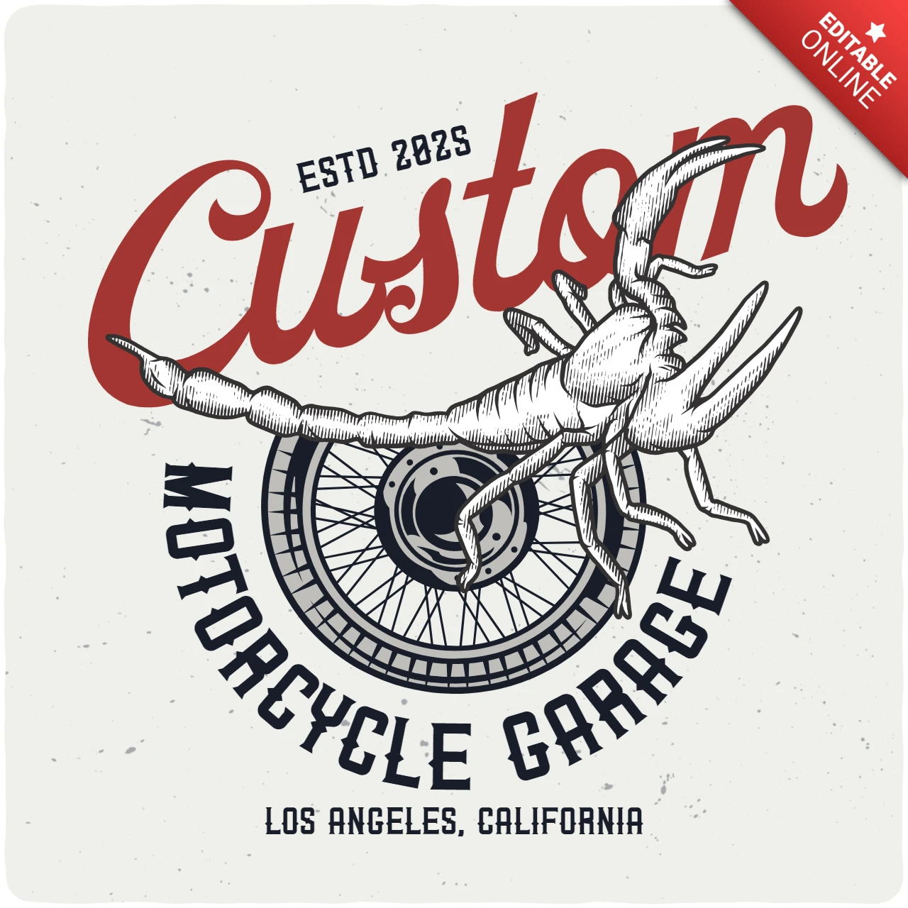 Plantilla de diseño de camiseta vintage de taller de motos personalizada