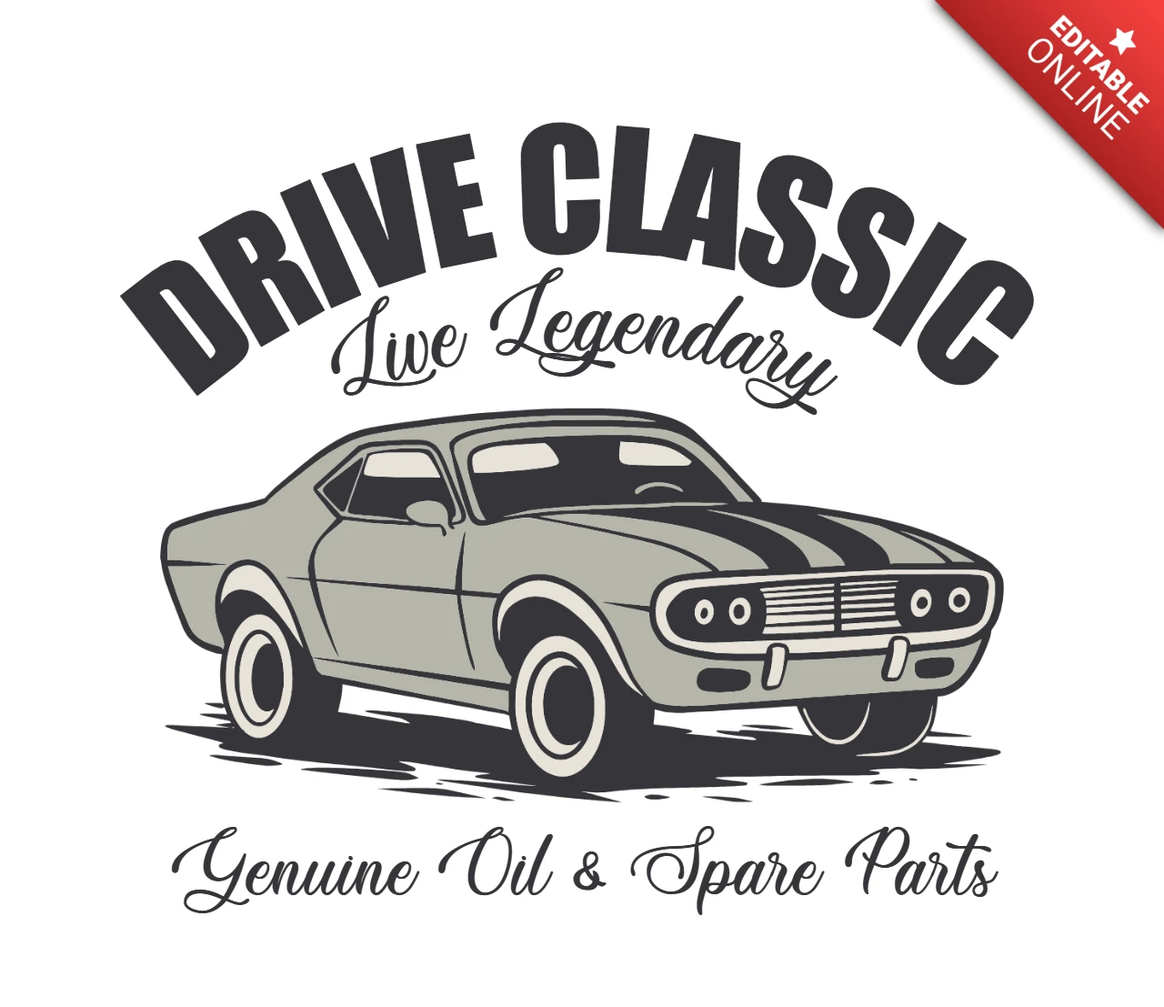 Modèle de design graphique de voiture vintage pour le branding automobile classique