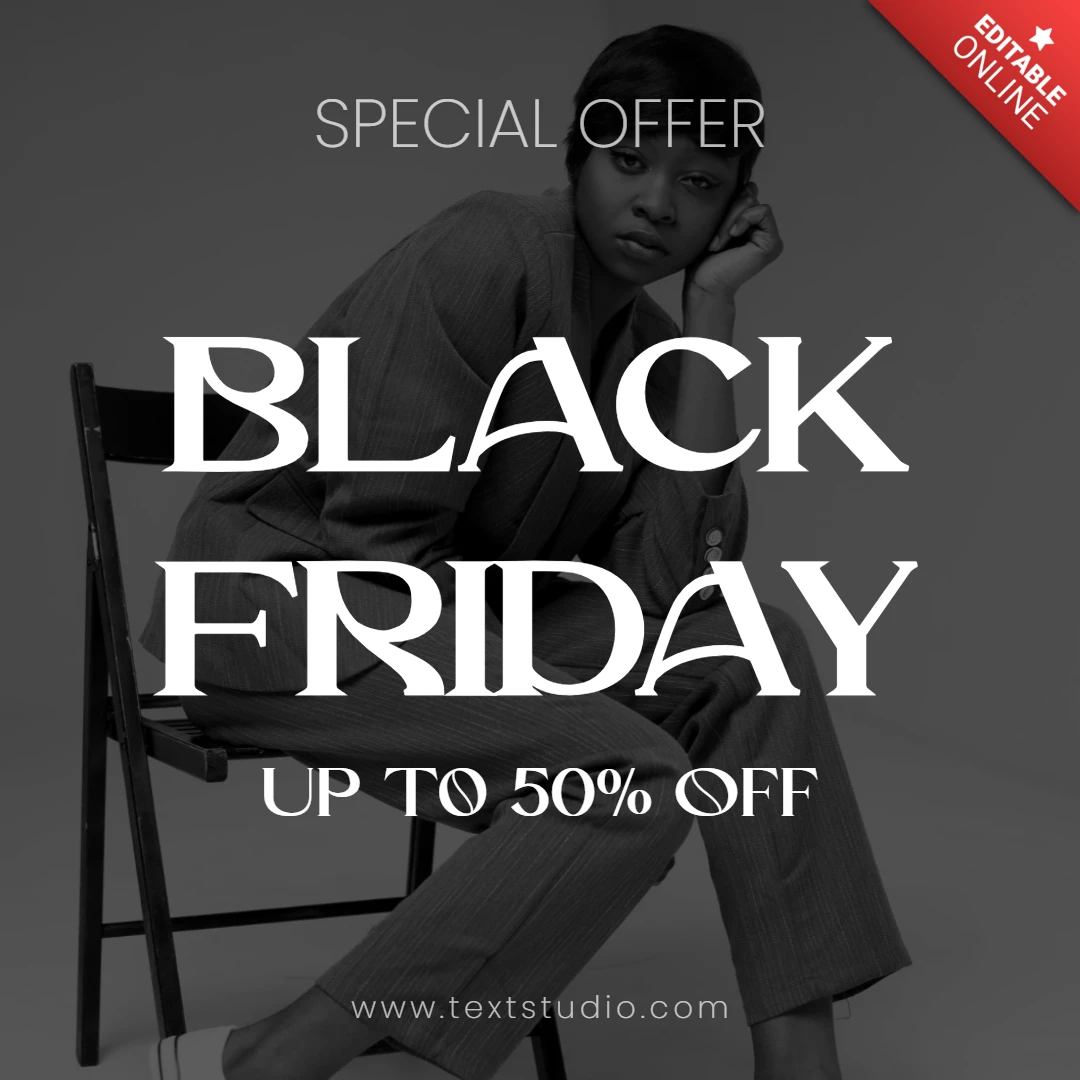 Black And White Modern Black Friday Instagram Post Templete