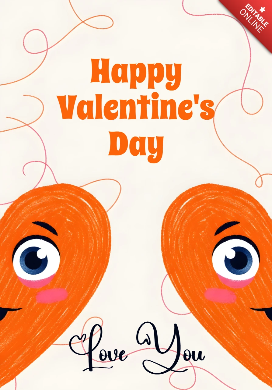 Plantilla de diseño de corazón para tarjetas de felicitación del día de San Valentín