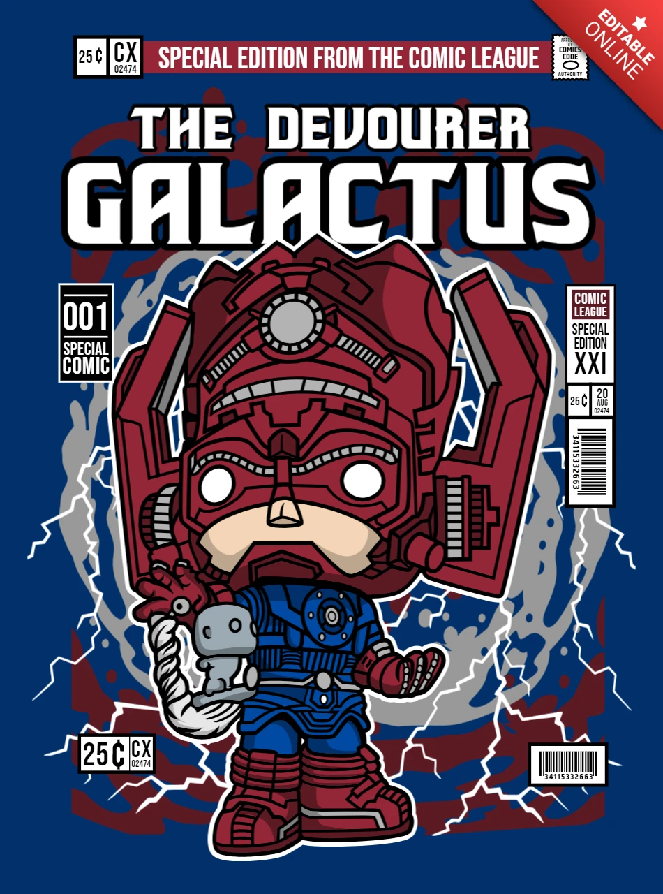 Galactus Cartoon Character Magazine Cover Design Template