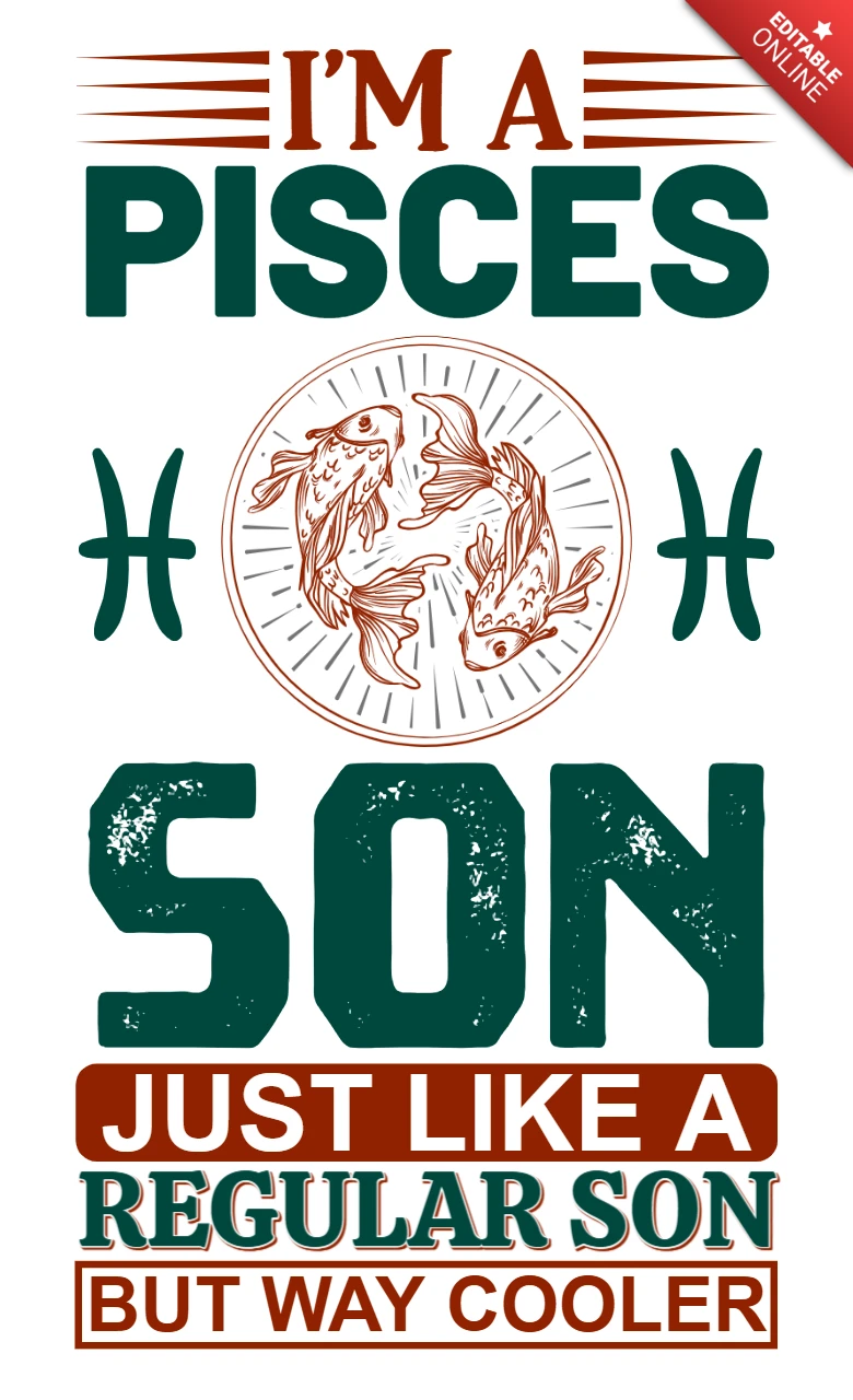 Pisces son vintage design template - editable astrology graphic