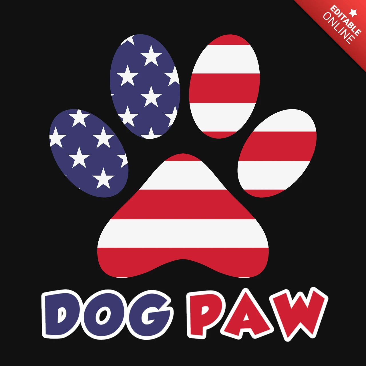 Patas de perro bandera americana plantilla de diseño de camisetas