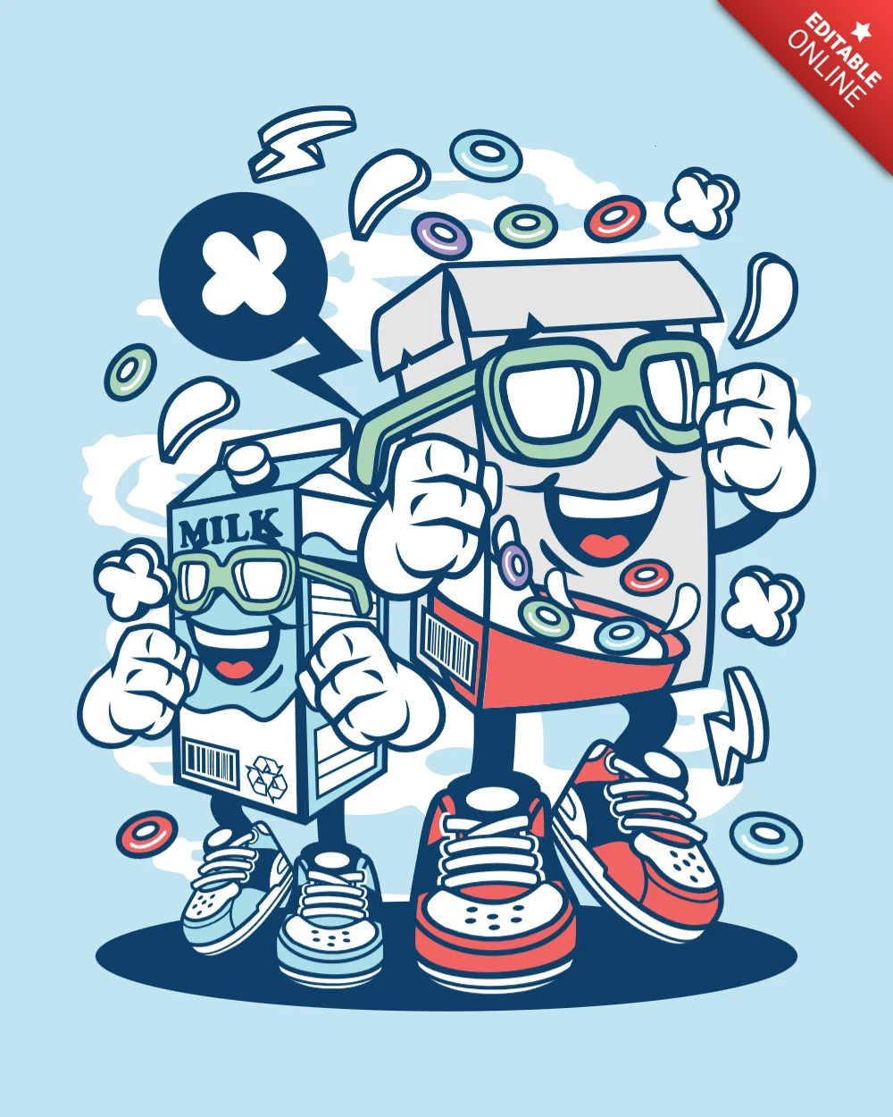 Breakfast Box Cartoon Character Design Template
