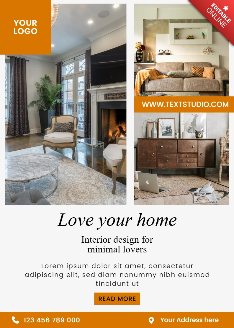 Minimalist Interior Design Template for Home Decor Flyers