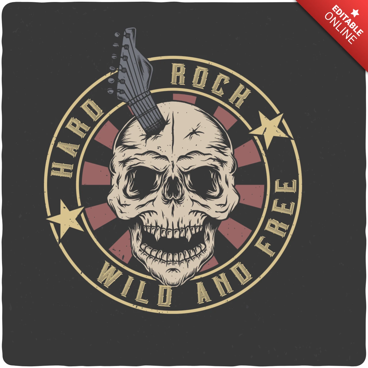 Szablon koszulki z hardrockową czaszką