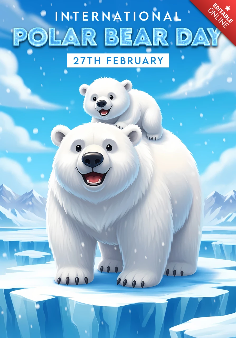 Designvorlage zur Feier des Eisbärentags für Plakate und Merchandise