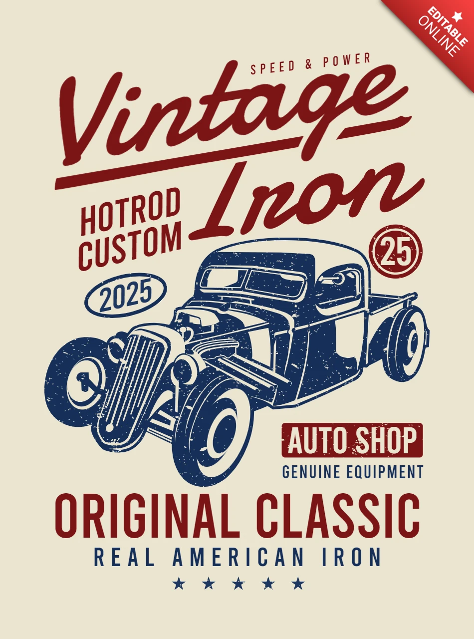 Plantilla de diseño de camiseta vintage de hot rod de Speed Power