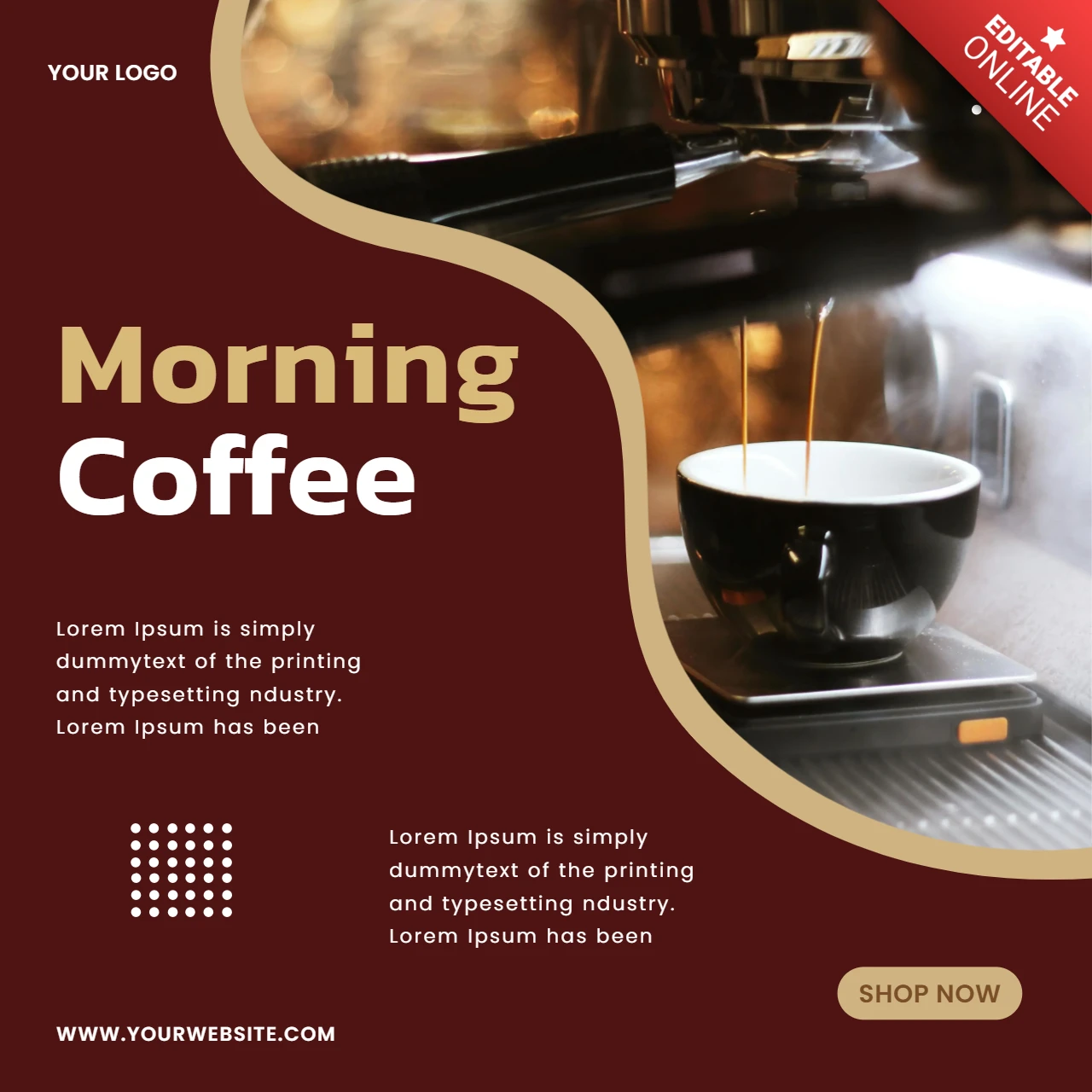 朝のコーヒーのソーシャルメディア投稿デザインテンプレート