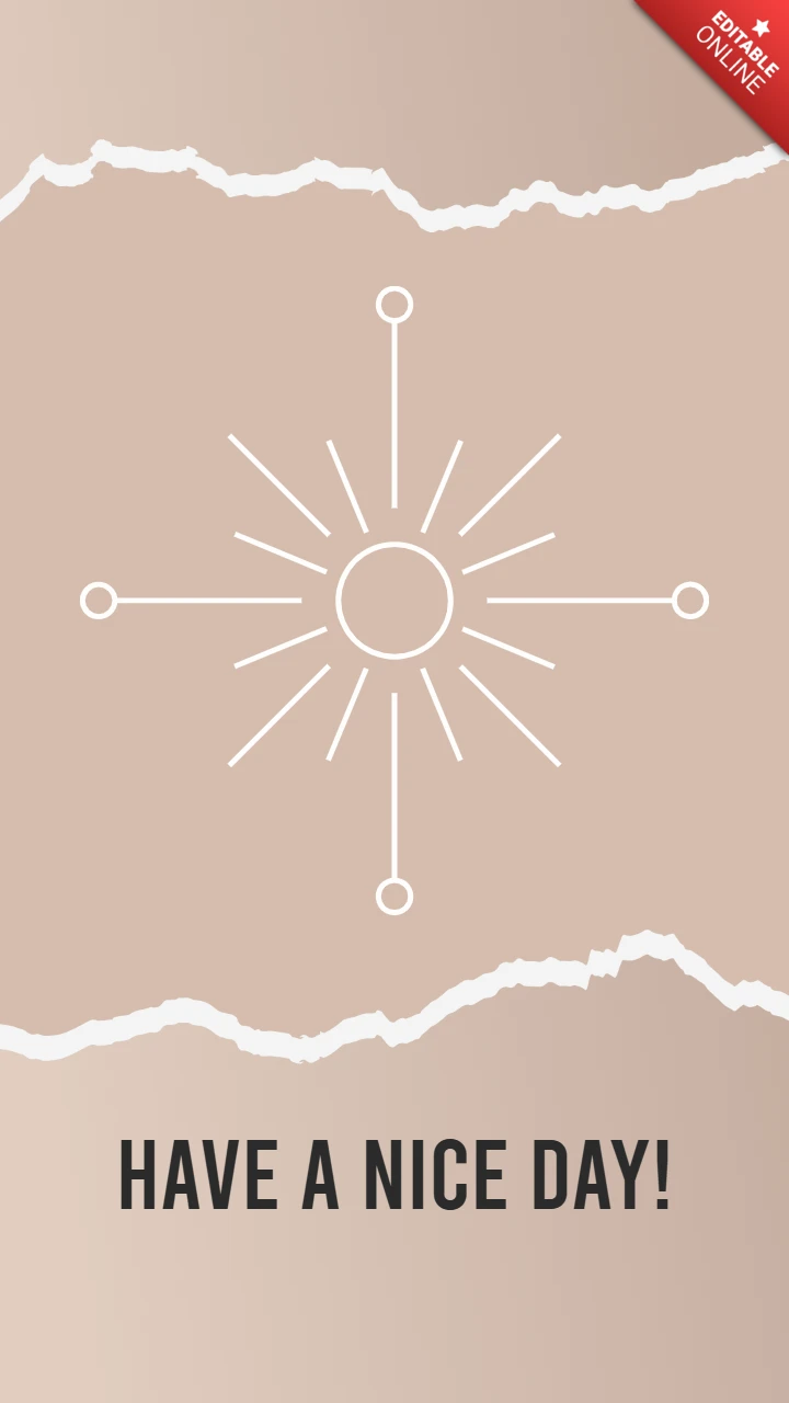 Minimalist Positive Greeting Card Story Template with Line Art Sun Design