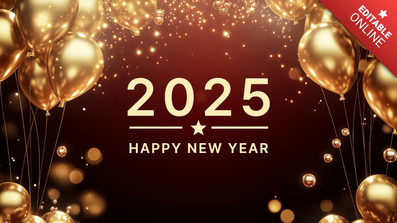 Goldene luftballons neues jahr 2025 feier einladung designvorlage