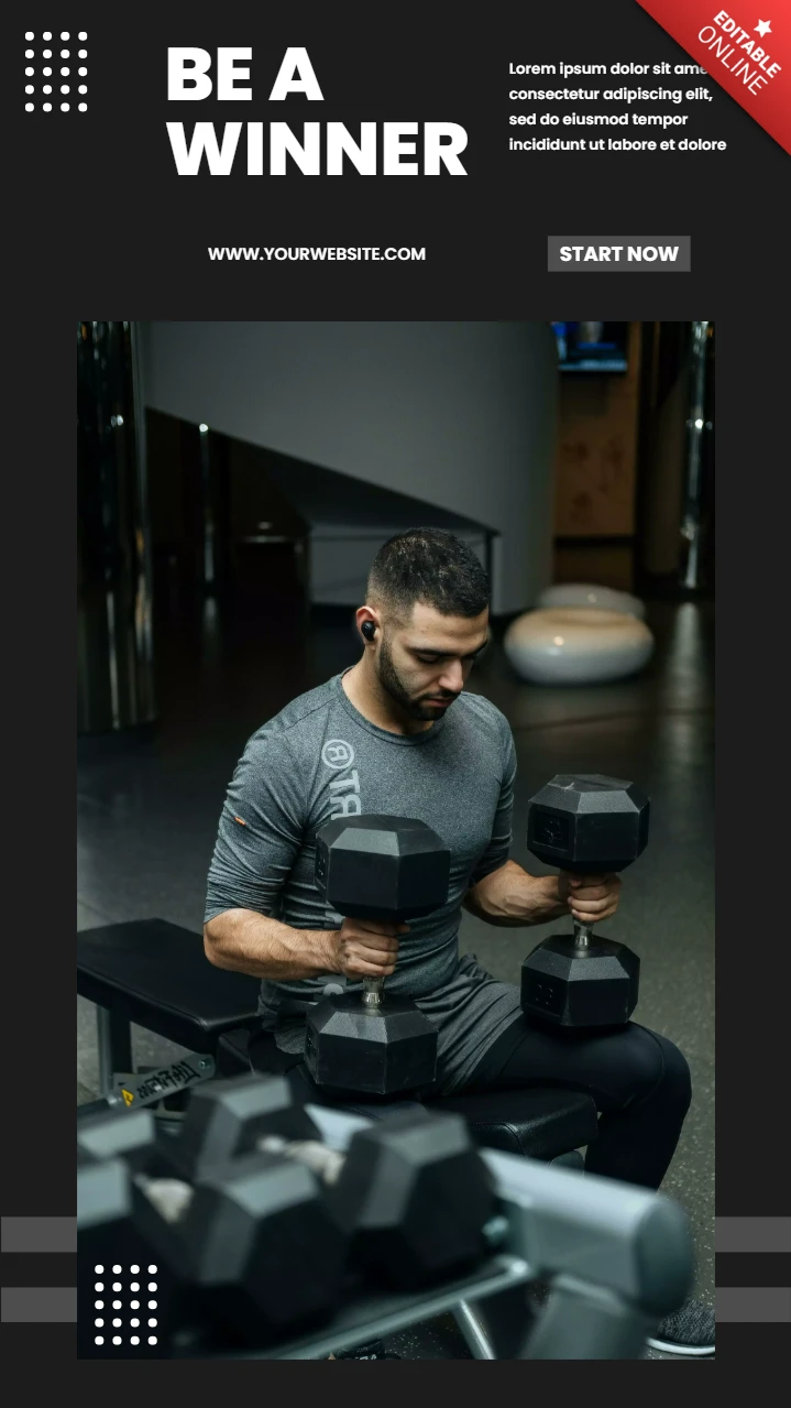 Be a Winner Gym Center Instagram Story Post Design Template