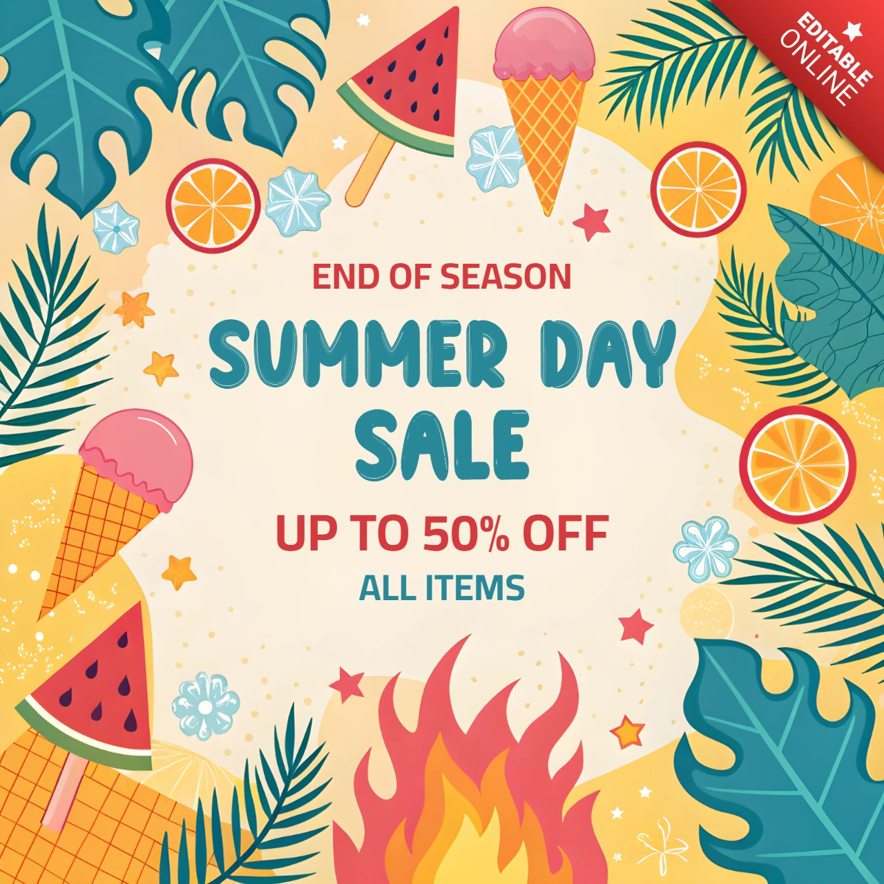Vibrant Summer Sale Design Template for Seasonal Promotions
