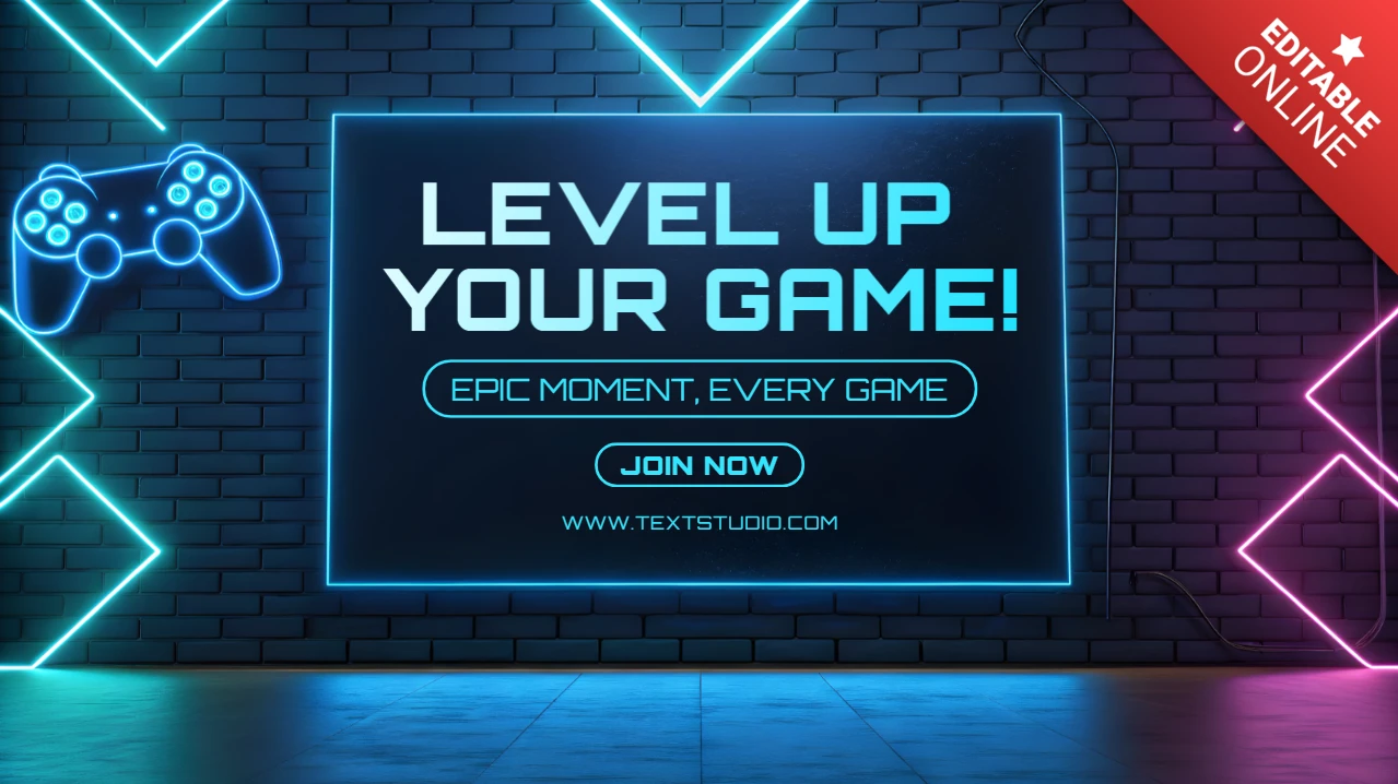 Neon-Spielnacht-Promotion-Vorlage zum Verbessern deines Spieldesigns