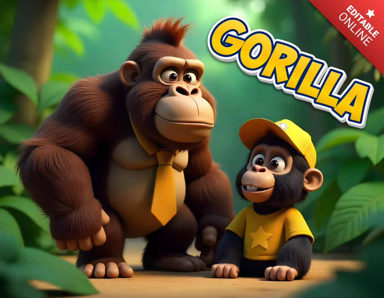 Jungle-avontuur: geanimeerde gorilla familiesjabloon